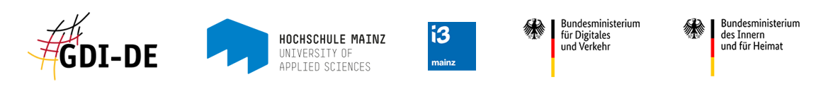 Logo GDI-DE, HS Mainz. i3 mainz, BMDV, BMI