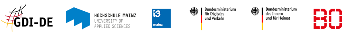 Logo GDI-DE, HS Mainz, I3 Mainz, BMI, BMDV, HS Bochum